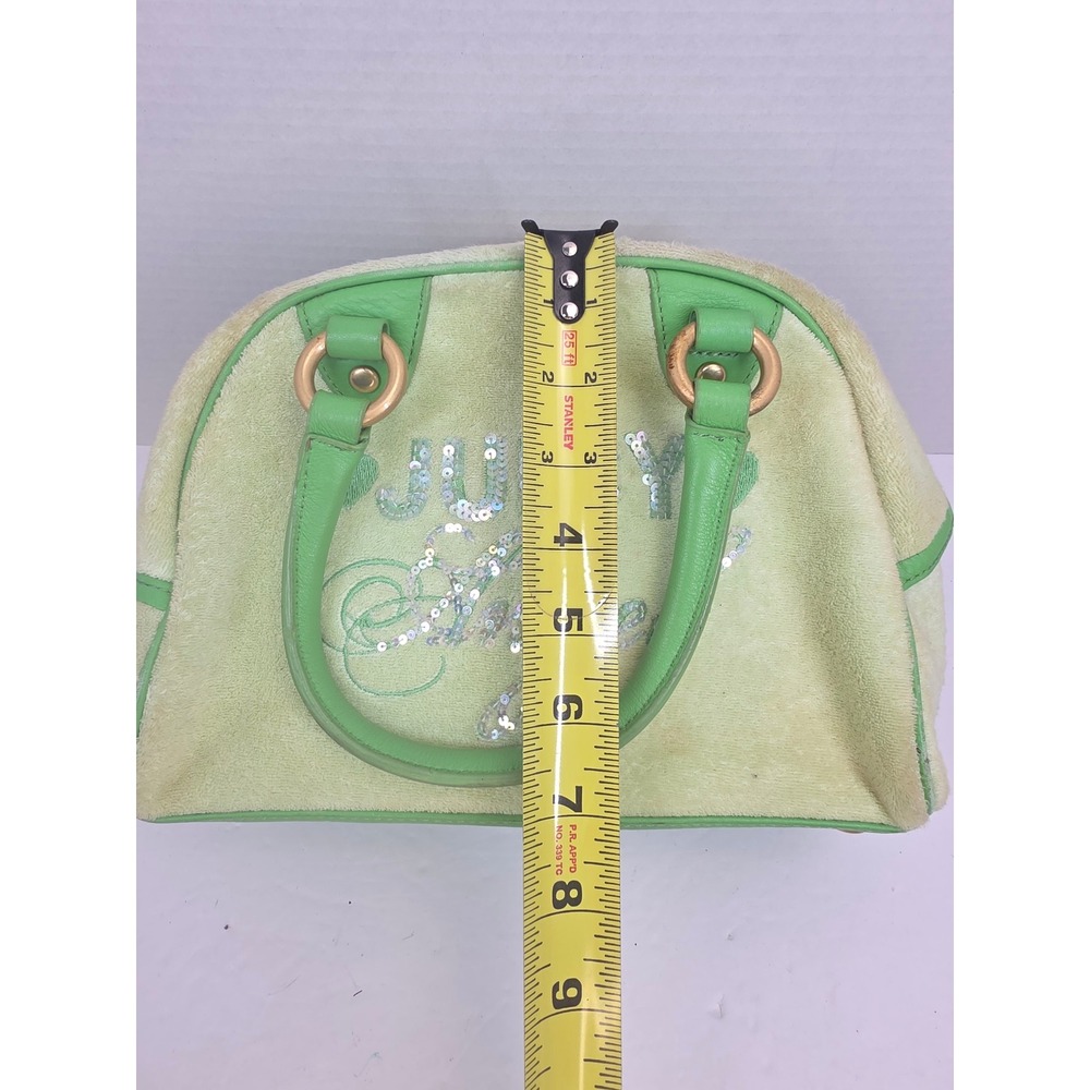 Rare Juicy Couture Vintage Velour Bowler Lime Green Sequin Juicy Angel Y2K bag - Picture 11 of 11